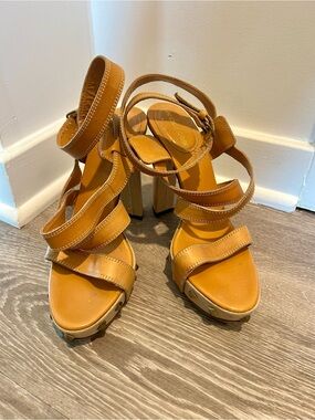 Vintage Sergio Rossi Strappy Leather Studded Platform Heels